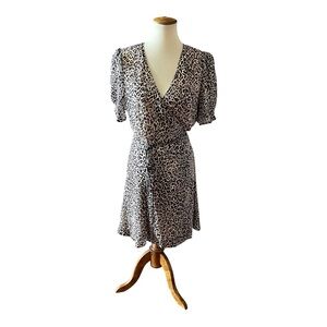 #258, Lavender Brown, Leopard Print Wrap Dress, size M